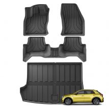 LUCKEASY per VW T-ROC 2018-2023 2024 (Solo Versione EU) Tappetini Auto 3D in TPE, Rivestimento Bagagliaio, Protezione Schienale, Tappetino Nero