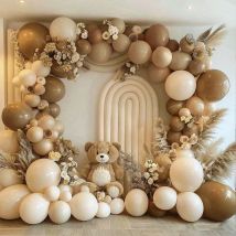 80pcs Brown Balloon Arch Garland Set,  For Teddy Bear Baby Shower Birthday Engagement Anniversary Jungle Safari Party Decor