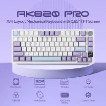 Teclado mecánico Ajazz AK820 Pro 75%, teclado para juegos con montaje en junta con pantalla inteligente TFT y perillas