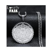 OM Lotus Flower India Yoga Mandala Necklace for Women Men Stainless Steel Buddhism Talisman Amulet Necklaces Jewelry GIfts N2334