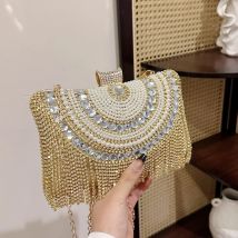 Strass Quaste Clutch Diamanten Perlen Metall Abendtaschen Kette Schulter Messenger Geldbörse Abendtaschen für Hochzeitstasche