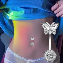 Anelli per ombelico con farfalla di cristallo Gioielli Cuore Piercing all'ombelico Bilanciere Carino ombelico ciondola l'anello all'ombelico Piercing Nombril