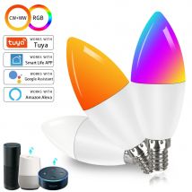 Tuya E14 WiFi Smart Light Bulb 220V 5/7/9W Brightness Adjustment APP Connection Alexa Google Voice Control RGB Light Bulb