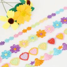 2 yards Flowers Embroidered Lace Trim Ribbon Heart Webbing for DIY Handcraft Sewing decoration