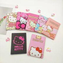 Rosa Hello Kitty Passhülle Sanrio Kreditkartenetui Damen PU Leder Business ID Kartentasche Damen Reisepass Kinder Geschenk