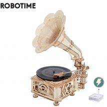 Robotime Hand Kurbel Klassische Gramophone mit Musik 1:1 424 stücke Holz Modell Gebäude Kits