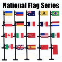 MOC Stadt Street View Nationalflagge Serie WW2 Zubehör Bausteine Franch Italien Militär Armee Krieg DIY Kind Ziegel Spielzeug Geschenk