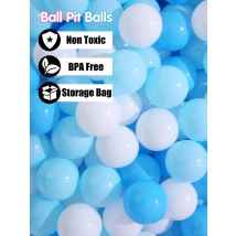 2.16Inch100pcs Soft Plastic Crush Proof Ball Pit Balls for Kids White and Blue