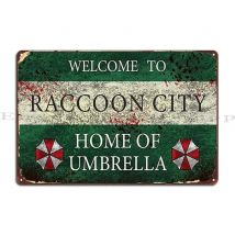 Benvenuti a Raccoon City Targa in metallo Pittura Decorazione da parete vintage Poster con targa in metallo dal design divertente