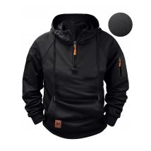 Neues Multi-Pocket-Reißverschluss-Fleece-Sweatshirt mit fallender Schulter und Kapuze für Herren und Damen in Übergröße, lockerer Pullover, modisches Sweatshirt