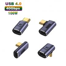 Adaptador USB4.0 40Gbps tipo C de 90 grados 100W 5A USB C a tipo C convertidor de carga rápida adaptador de datos USB C para Macbook 8K60HZ