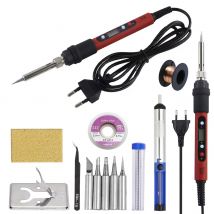 Digitalanzeige Elektrischer Lötkolben Rot 80W 110V / 220V Einstellbare Temperatur Lötschweißen Entlöten Reparaturwerkzeuge