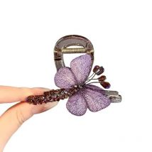 Butterfly temperament retro style embroidery butterfly grip clip medium size half tied hair shark clip women's hair accessory