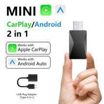 Kabelgebunden mit kabellosem Carplay Android Auto 2-in-1-Wireless-Adapter für OEM-Autoradio mit USB-Plug-and-Play-Arbeit auf Bluetooth 5GWIFI