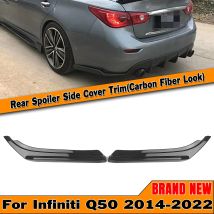 Für Infiniti Q50 2014-2023 Alle Modelle Hinten Stoßstange Seite Splitter Abdeckung Carbon Look/Glanz Schwarz Auto boot Spoiler Schutz Platte