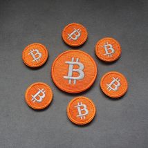 Runde Trompete 3D Stickerei Patch Bitcoins Modellierung Moral Kapitel DIY Nähen Stick Rucksack Haken und Schleife Outdoor Tasche Patch