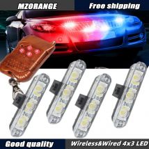 4*3 Led Police Lights For Car FSO Strobe Light Wireless Remote Ambulance 12V Warning Emergency Flash Stroboscope Car Accessories