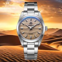 ADDIESDIVE Orologio da uomo quadrante sabbia 36mm orologio al quarzo 100m impermeabile acciaio inossidabile 316L orologio da polso in vetro con cupola rivestita AR per uomo