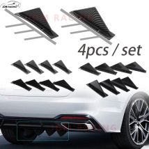 4pcs Universal Flat / Arc Rear Bumper Lip Diffuser Shark Fins Chin Bumper Protector Guard Cover for Auto Rear Trim Spoiler Black