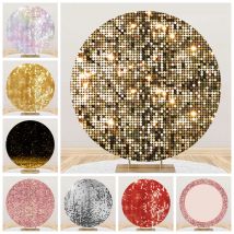 Gold Silber Schwarz Glitzer Licht Bokeh Runde Hintergrund Abdeckung Glänzend Erwachsene Baby Geburtstag Party Hochzeit Kreis Fotografie Hintergrund