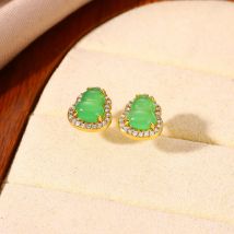 Natürliche Jade Stein Kürbis Ohr stecker für Frauen Zirkonia Edelstahl Ohrringe Trend Buddha Statuen Ohrschmuck Aretes