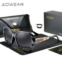 AOWEAR, gafas De sol Vintage con espejo rosa, gafas De sol polarizadas cuadradas con gradiente para mujer, gafas De sol transparentes De gran tamaño
