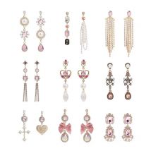 Neue Mode Luxus Rosa Glänzenden Strass Lange Bowknot Quaste Drop Ohrringe Koreanische Barock Stil Frauen Pendientes Schmuck