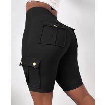 Sommer Frauen Geraffte Quick Dry Tasche Design Yoga Shorts Weibliche Casual Tasche Aktive Dünne Sport Shorts Streetwear