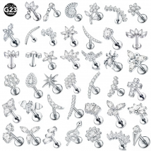 1 szt. Tytanowe kolczyki z cyrkonią sześcienną dla kobiet, z gwintem wewnętrznym, do tragusa, helisy, nosa, labretu, piercingu ciała.