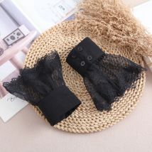 Women Flower Lace White Black Cuffs Detachable Fake Sleeves Wedding Bridal Gowns Accessories Sweater Cuff Decorative Accessories