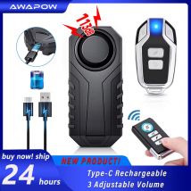 Awapow USB Charge Fahrrad alarm 113db Fernbedienung Wireless Bike Vibration Alarm wasserdichtes Fahrrad Anti-Diebstahl-Sicherheits system