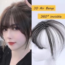 Perücke Air Bangs Perückenstück weiblich ultradünn Qi Pony ohne Spur 5X5CM Frauen Toupet mit einem geschnittenen Bang Seidenhautbasis Fransen