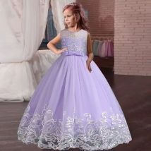 2–10 Jahre altes Mädchen, Hochzeit, Brautjungfern, Gruppe, Stickerei, Spitze, langes Kleid, neues Krepp, Spitze, Perlen, Ballkleid, Mädchen, Baby