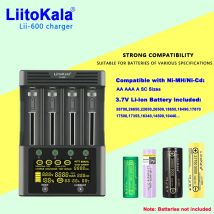 Ładowarka LiitoKala Lii-600 do akumulatorów Li-ion 3,7 V i NiMH 1,2 V Odpowiednia do akumulatorów