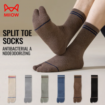 MiiOW Japanese Tabi Socks 100% Pure Long Staple Cotton Men Split Toe Sock Long Sock Five Finger Two Toe Sock Sports Ninja Geta