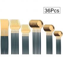 36 Stück Bestecks ets Edelstahl Gold Besteck Spiegel messer Gabel Dessert löffel Western Geschirr Set Luxus Geschirr Set