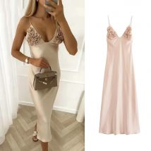 Satin Elegante Lange Kleider für Frauen 2023 Neue Mode Geraffte Laminierung Sommer Rückenfreies Sexy Midi Kleid Party Kleider