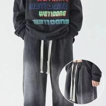 Amerikanische trend ige Marke Herren Baggy Hose mit weitem Bein Gradient Designer neue Jeans hose klassische elastische Taille gerade Bein Jeans