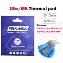 Fehonda 0,75 mm 1,25 mm 2,25 mm 3,0 mm Wärmeleitpad alle Größen 15 W 12,8 W 8 W 100 * 100 CPU GPU Termal Silikonfolie