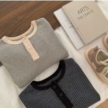 Kinder Herbst Neue Jungen Langarm T-shirt Baby Minimalistischen Bottom Shirt kinder Gestreiften Top Mädchen Kleidung