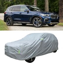 Cubiertas universales para coche SUV, cubierta completa para interiores y exteriores, a prueba de viento, antipolvo, sol, lluvia, nieve, UV, funda plateada para coche L/XL