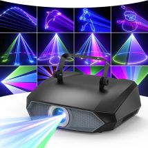 U'King 100W Animation DJ Laserlicht RGB DJ Disco Party Licht 3D Animation Laserprojektor DMX-Steuerung für Weihnachten Halloween