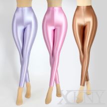 XClocKNYoung satin glossy Leggings Silk High Waist Yoga Sports Pants high elastic workout leggings  glossy Pants