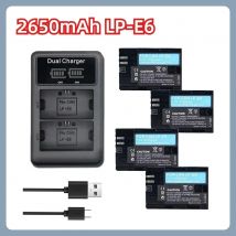 LP-E6 LP-E6NH 2650 mAh Akku mit LED-Doppelladegerät für Canon EOS 5DSR R-Serie 5D Mark II 5D Mark III 6D 7D 70D 80D Kamera