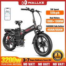 Wallke-bicicleta eléctrica plegable H9 AWD de 2000W, Ebike de 40AH/60Ah, con neumático ancho de 20x4,0 pulgadas, con Control por aplicación