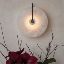 Nowoczesna LED-owa kinkiet ścienny z marmuru, lampa alabastrowa, do salonu, sypialni, na stolik nocny, dekoracja artystyczna do domu, kamienny wystrój, do wnętrz.