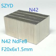10 50 100 TEILE/LOS N42 Block NdFeB Magnet 20*6*1,5 Starke Standardgröße Seltene Erden Permanent Neodym 20x6x1,5