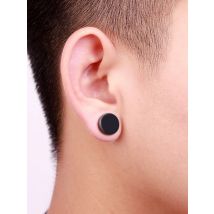Black Dumbbell Studs Earrings for Men Women Minimalist Stainless Steel Polished Flat Dot Disc Round Piercing Ear Jewelry 4-14mm