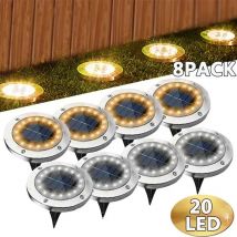 1/4/8 pezzi luci solari per esterni 8/20 LED disco lampada sotterranea faretto luce solare interrata per la decorazione del cortile del prato del giardino domestico