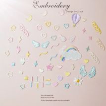 Selbst-adhesive Cartoon Set Bestickt Patches für Kleidung Eisen auf Kleidung Brieftasche Decor Star Herz Regenbogen Flügel Applique Aufkleber
